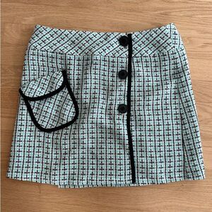 Vintage Y2k She's The 1 Sky Blue Tweed Button Wrap Short Skirt size Juniors 5